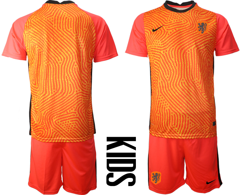 2021 European Cup Netherlands red goalkeeper Youth soccer jerseys->youth soccer jersey->Youth Jersey